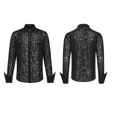 Gothic Lace Langarm Flocking Shirt für Männer