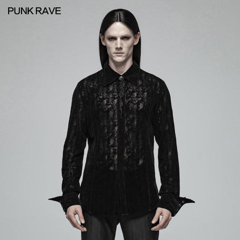 Gothic Lace Langarm Flocking Shirt für Männer