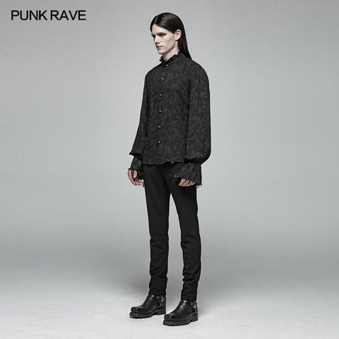 Men Decadent Gothic Printed Langarmhemd