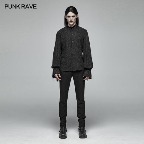 Men Decadent Gothic Printed Langarmhemd