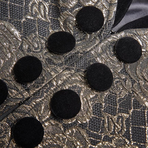 Gotische mittellange Jacquardjacke mit Schnürung und Rücken
