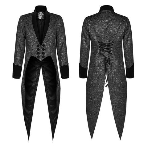 Gotische mittellange Jacquardjacke mit Schnürung und Rücken