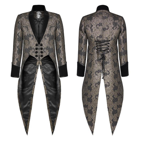 Gotische mittellange Jacquardjacke mit Schnürung und Rücken