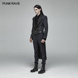 Gentleman Punk Mittellanger Mantel Langarm-Frack mit V-Ausschnitt