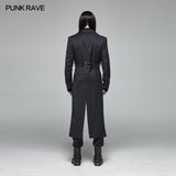 Gentleman Punk Mittellanger Mantel Langarm-Frack mit V-Ausschnitt