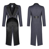 Gentleman Punk Mittellanger Mantel Langarm-Frack mit V-Ausschnitt