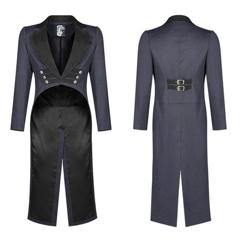 Gentleman Punk Mittellanger Mantel Langarm-Frack mit V-Ausschnitt