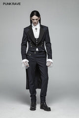 Gentleman Punk Mittellanger Mantel Langarm-Frack mit V-Ausschnitt