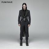Gentleman Punk Mittellanger Mantel Langarm-Frack mit V-Ausschnitt