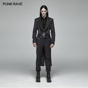 Gentleman Punk Mittellanger Mantel Langarm-Frack mit V-Ausschnitt