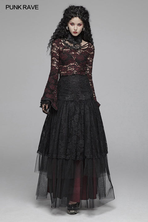 Sexy Perspektive Spitze Gothic T-Shirt für Frauen