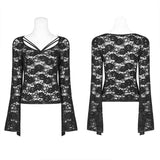 Sexy Perspektive Spitze Gothic T-Shirt für Frauen