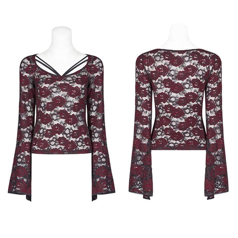 Sexy Perspektive Spitze Gothic T-Shirt für Frauen