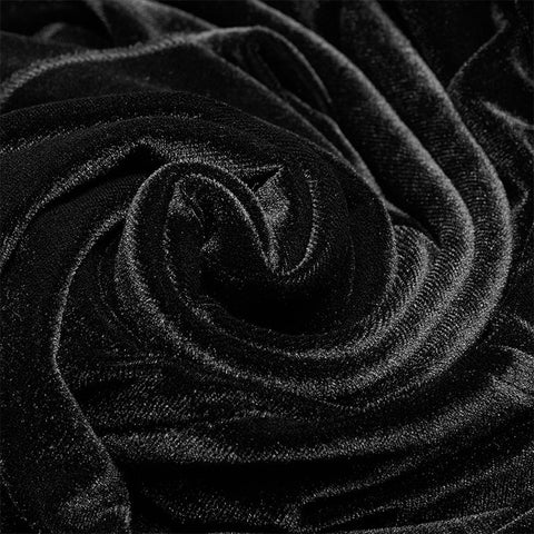 Gothic Damen Samt Langarm High-Low Spitzenkleid