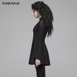 Gothic Damen Hohlkragen Langarm Langarm A-Linie Kurzes Kleid