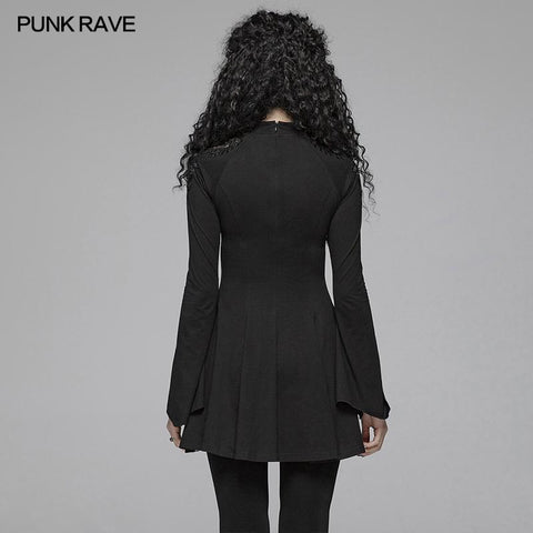 Gothic Damen Hohlkragen Langarm Langarm A-Linie Kurzes Kleid