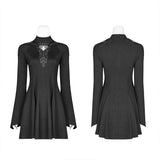 Gothic Damen Hohlkragen Langarm Langarm A-Linie Kurzes Kleid