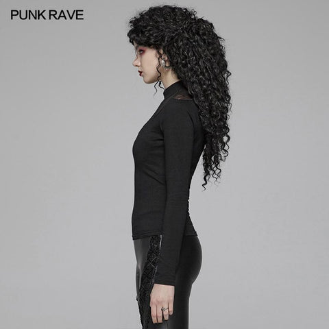 Gothic Hollow-Out Langarm T-Shirt für Frauen