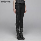 Gothic Damen Jacquard Lange Hose Mit Kreuz Seiten