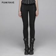 Gothic Damen Jacquard Lange Hose Mit Kreuz Seiten