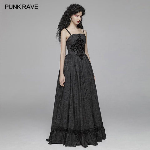 Gothic Damen Tube Jacquard Long Skirt Schnürballkleid