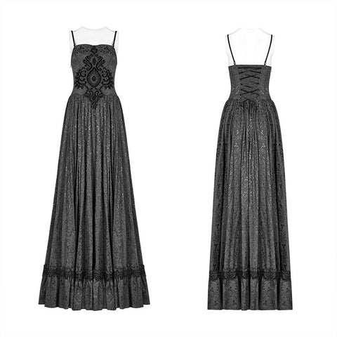 Gothic Damen Tube Jacquard Long Skirt Schnürballkleid