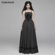 Gothic Damen Tube Jacquard Long Skirt Schnürballkleid
