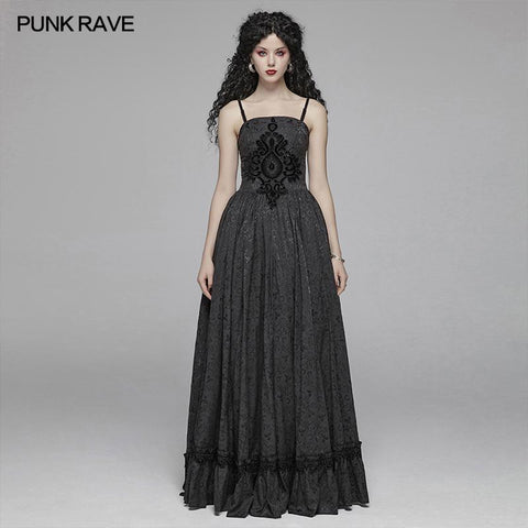 Gothic Damen Tube Jacquard Long Skirt Schnürballkleid
