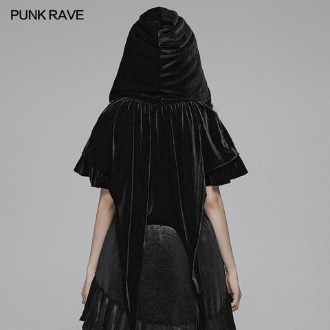 Lolita Velvet Short Hooded Loose Cloak mit niedlichen wolligen Bällen
