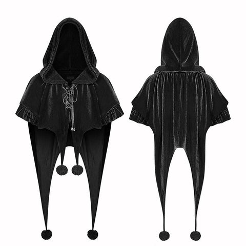 Lolita Velvet Short Hooded Loose Cloak mit niedlichen wolligen Bällen