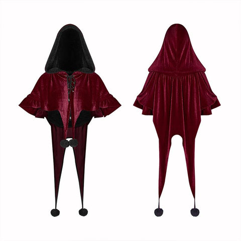 Lolita Velvet Short Hooded Loose Cloak mit niedlichen wolligen Bällen