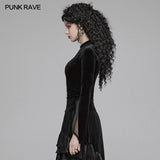 Frauen Gothic Double Layer Sleeve Velvet Tüll T-Shirt