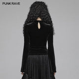 Frauen Gothic Double Layer Sleeve Velvet Tüll T-Shirt