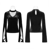 Frauen Gothic Double Layer Sleeve Velvet Tüll T-Shirt