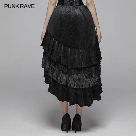 Gothic Dark Grain Velvet Unregelmäßiger halber Rock für Frauen