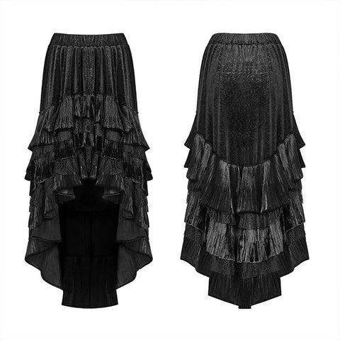 Gothic Dark Grain Velvet Unregelmäßiger halber Rock für Frauen