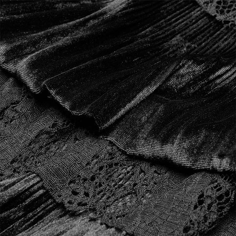Gothic Dark Grain Velvet Unregelmäßiger halber Rock für Frauen
