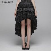Gothic Dark Grain Velvet Unregelmäßiger halber Rock für Frauen