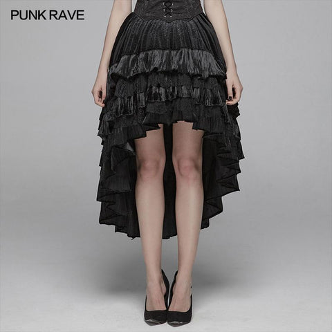 Gothic Dark Grain Velvet Unregelmäßiger halber Rock für Frauen