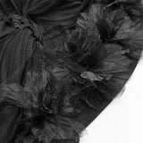 Lolita Dark Hat Lange unregelmäßige Tüll- und Spitzenkopfbedeckung mit dreidimensionaler Blumendekoration