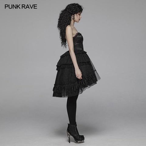 Lolita Sweetheart Neck Rüschen Unregelmäßiges Spitzenkleid