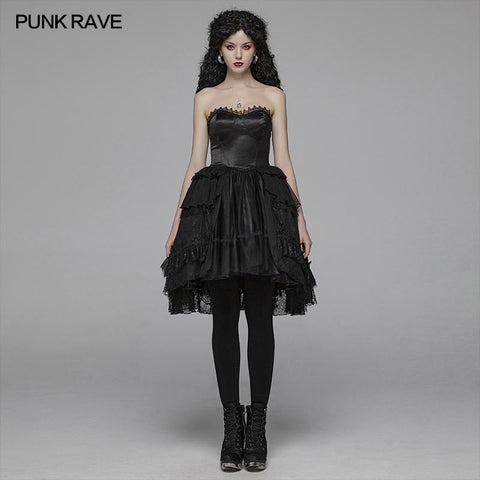 Lolita Sweetheart Neck Rüschen Unregelmäßiges Spitzenkleid