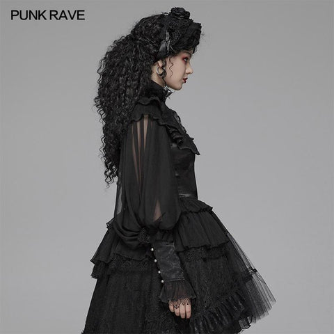 Lolita Big Puff Sleeve Stehkragen Langarm Bluse