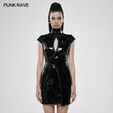 Punk Sci-Fi Kunst Lackleder Kleid im chinesischen Stil