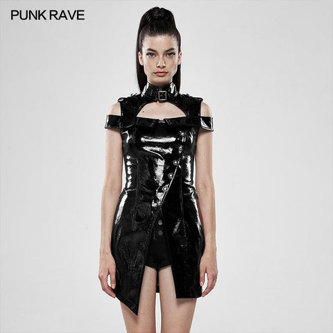 Punk flammendes Lacklederkleid