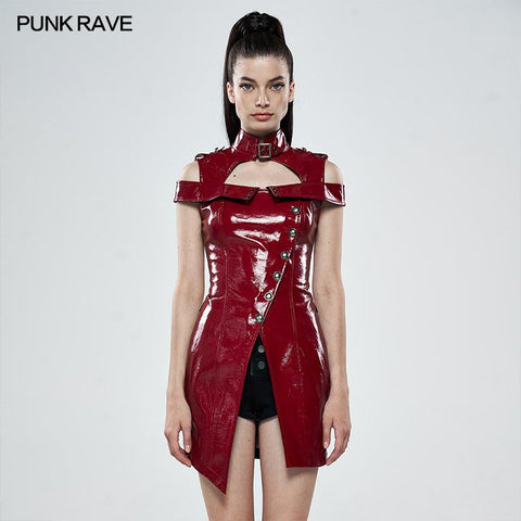 Punk flammendes Lacklederkleid