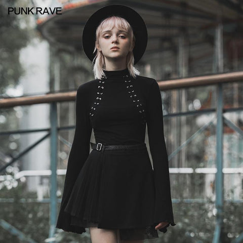 Leichtes Gothic geschnürtes, dünnes Brust-T-Shirt