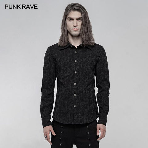 Elastisches Jacquard Punk Langarmhemd
