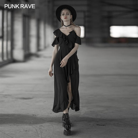 Langer offener Gabel Chiffon langer Rock