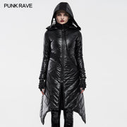 Dark Punk Geometric Split Mittellanger Mantel